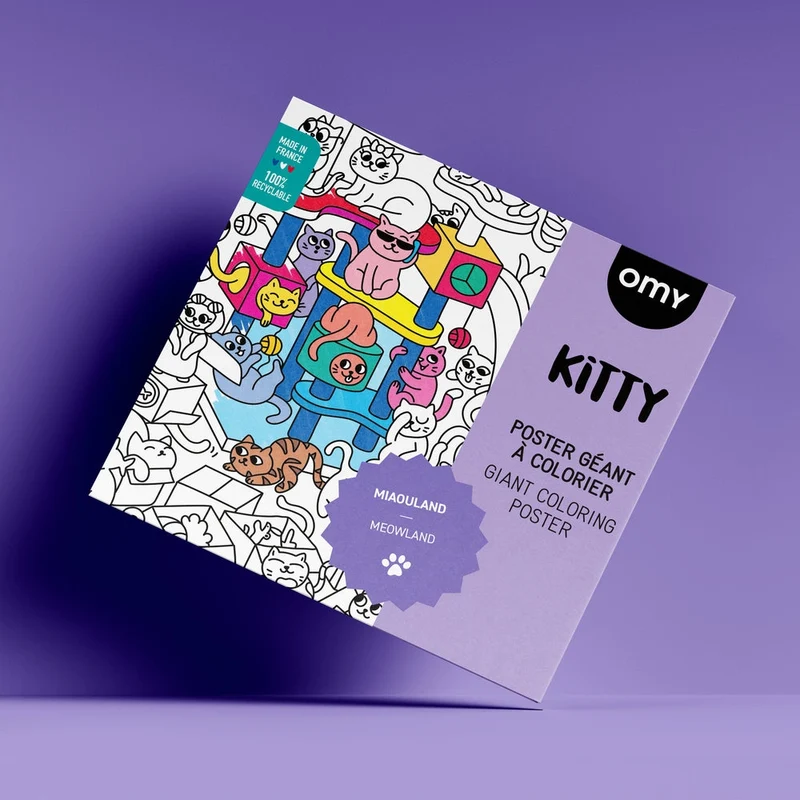 OMY – Poster géant à colorier KITTY – Chats – 70 × 100 cm