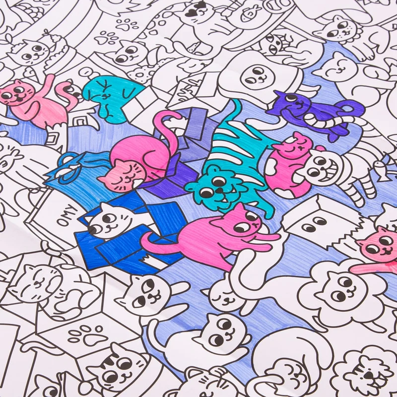OMY – Poster géant à colorier KITTY – Chats – 70 × 100 cm