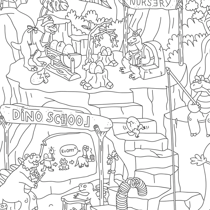 OMY – Poster géant à colorier DINOS – 70 x 100 cm