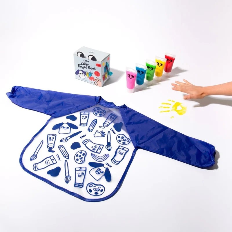 OMY – Box peinture à doigts + tablier – Kit créatif bébé dès 18 mois