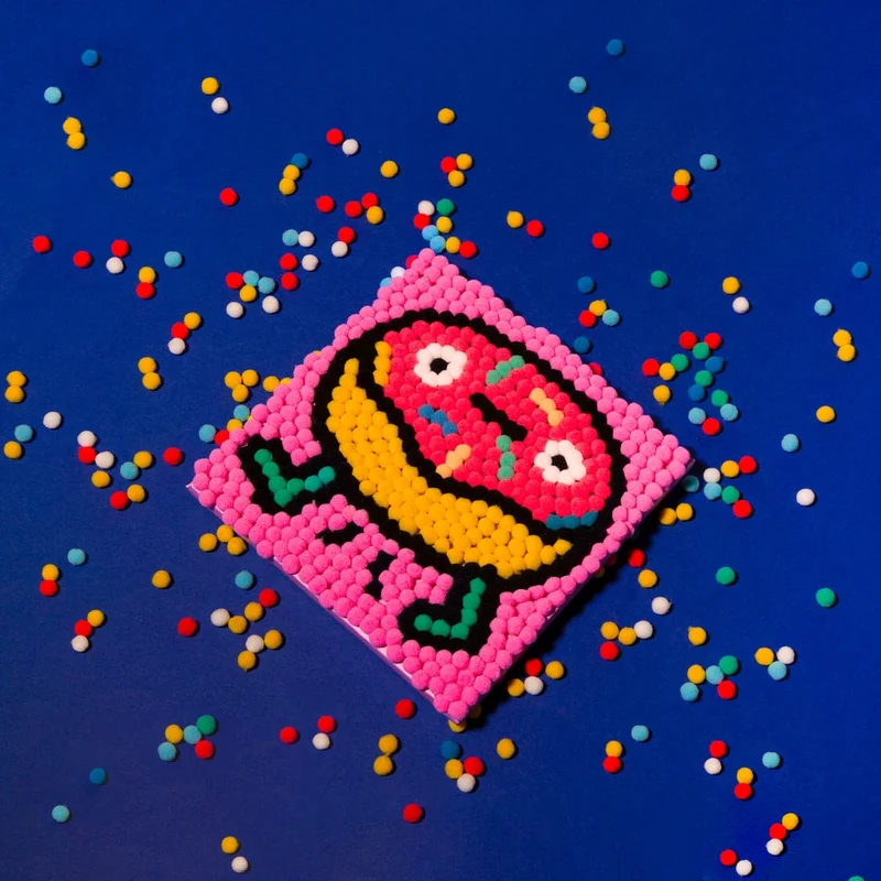 Kit tableau pompons Donut – Plus de 500 pompons colorés – Activité créative dès 6 ans
