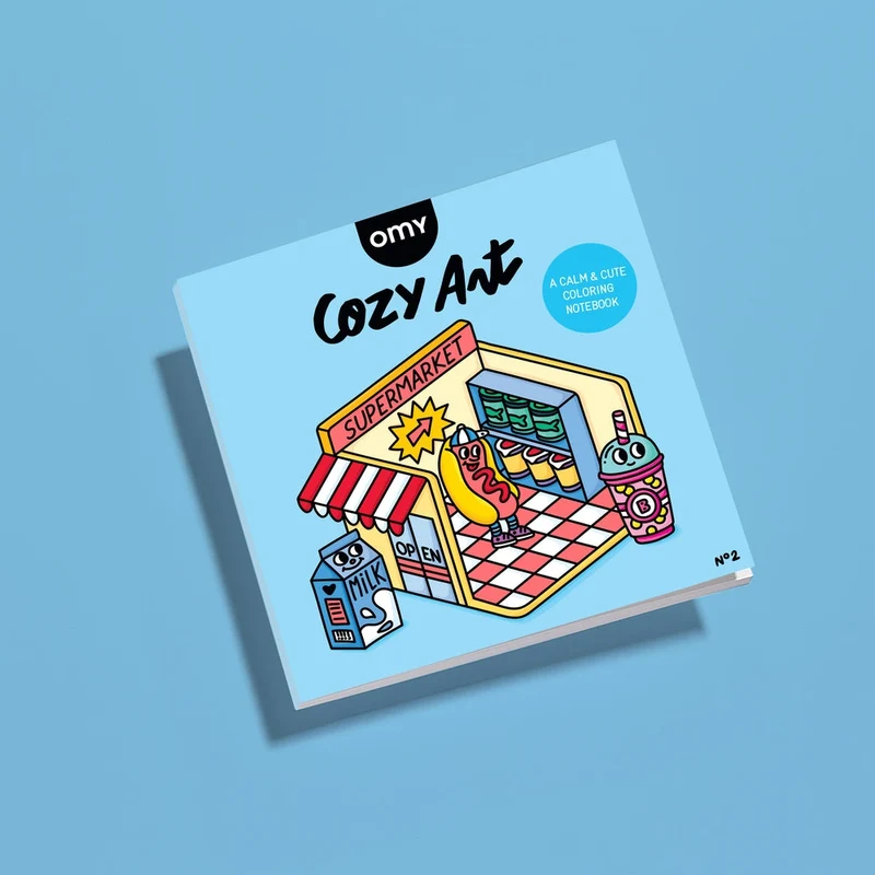 Cozy Art – Cahier de coloriage “Super Market” – 28 pages détachables kawaii (21×21 cm)