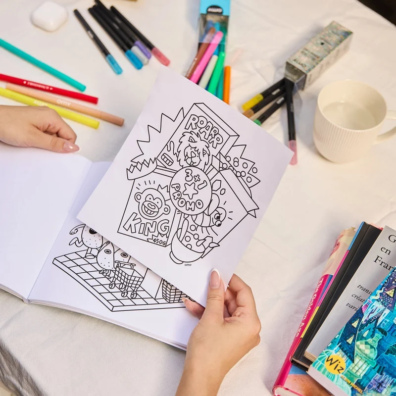Cozy Art – Cahier de coloriage “Super Market” – 28 pages détachables kawaii (21×21 cm)