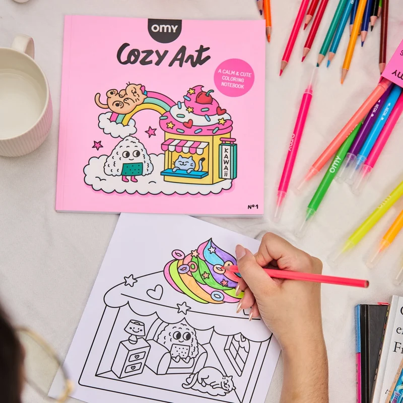 Cozy Art – Cahier de coloriage Kawaii “Cozy” – 28 pages détachables apaisantes
