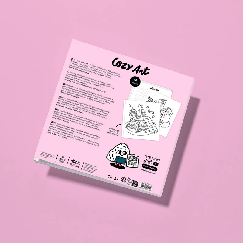 Cozy Art – Cahier de coloriage Kawaii “Cozy” – 28 pages détachables apaisantes