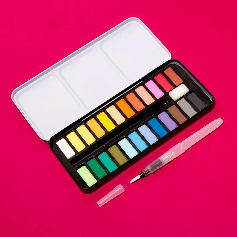 OMY – Kit Aquarelle nomade 24 couleurs avec pinceau réservoir – Dès 6 ans