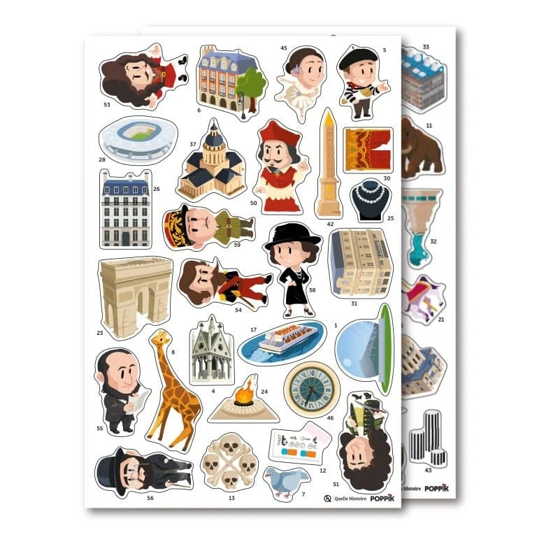 Poster Poppik “Paris” (Quelle Histoire) + 53 stickers repositionnables – Dès 7 ans