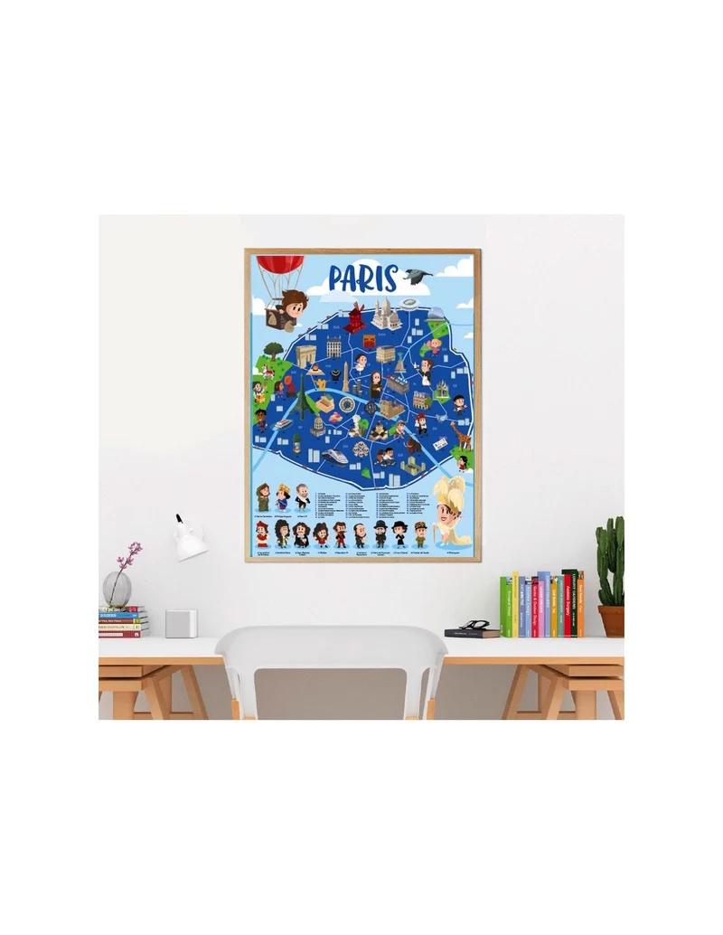 Poster Poppik “Paris” (Quelle Histoire) + 53 stickers repositionnables – Dès 7 ans