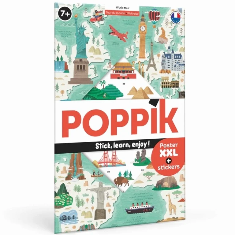 Poster pédagogique monuments du monde enfant – Stickers Poppik