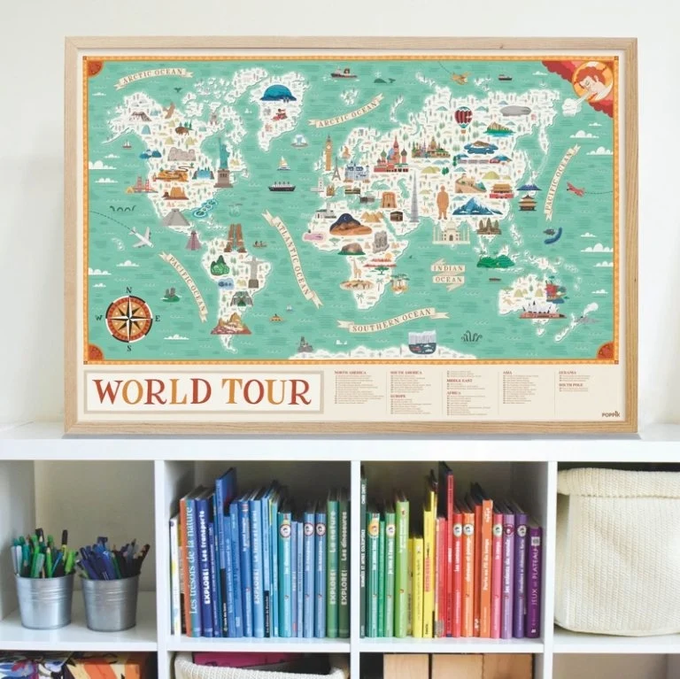 Poster pédagogique monuments du monde enfant – Stickers Poppik