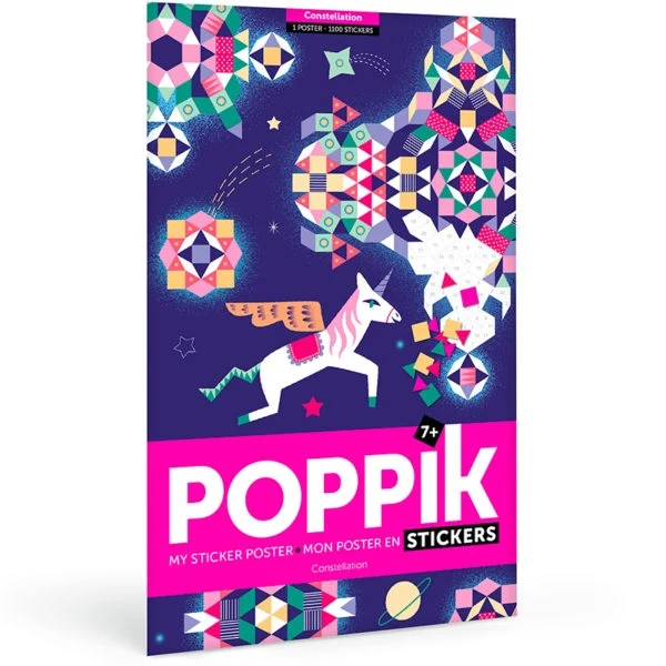 Poster Constellations enfant Poppik – 1000 stickers – Activité créative inspirée Montessori