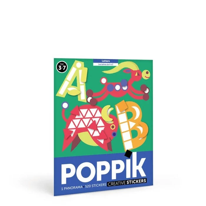 Poster alphabet enfant Poppik – 520 stickers ABC – Apprendre les lettres en s’amusant (3–6 ans)