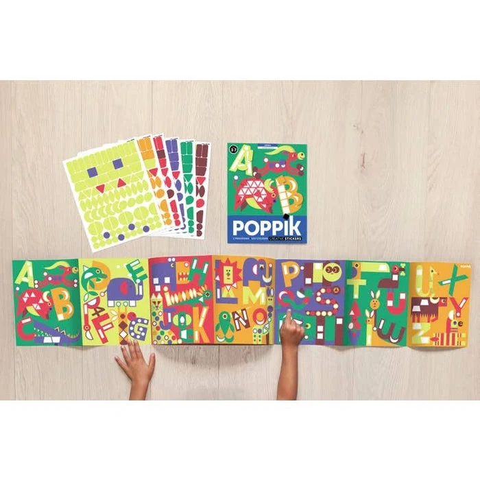 Poster alphabet enfant Poppik – 520 stickers ABC – Apprendre les lettres en s’amusant (3–6 ans)