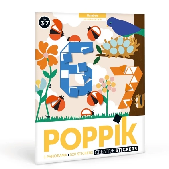 Poster créatif chiffres enfant Poppik – 520 stickers – Apprendre à compter de 1 à 10 (3–7 ans)