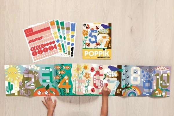 Poster créatif chiffres enfant Poppik – 520 stickers – Apprendre à compter de 1 à 10 (3–7 ans)