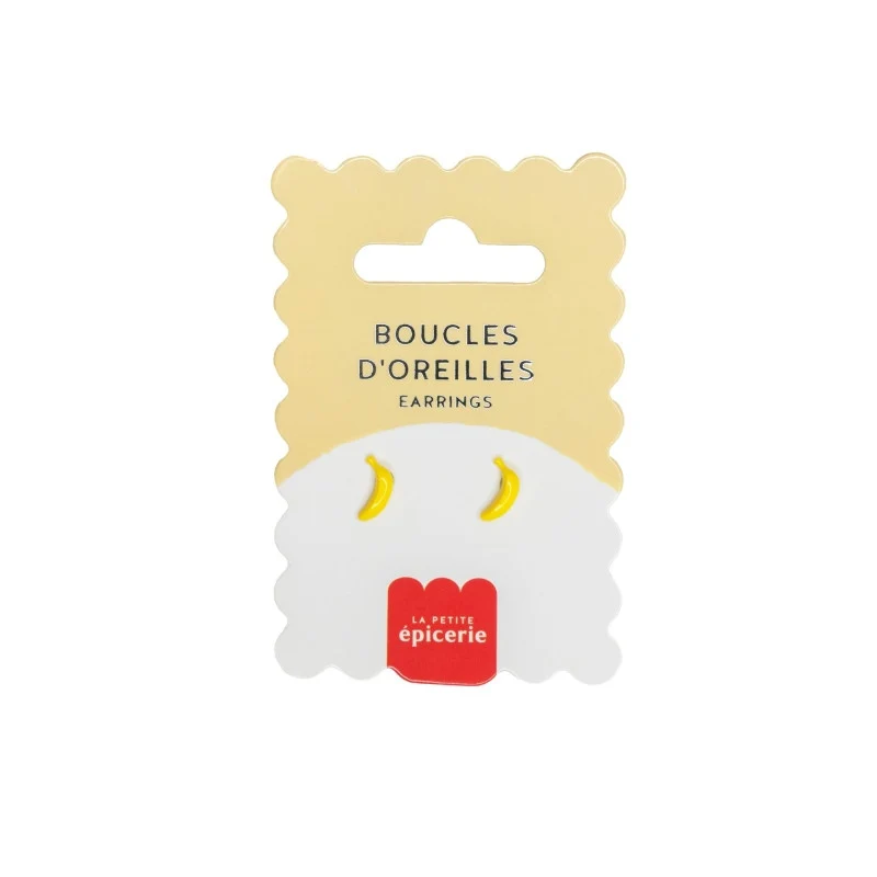 Boucles d’oreilles Banane en porcelaine peinte à la main – Puces acier inoxydable