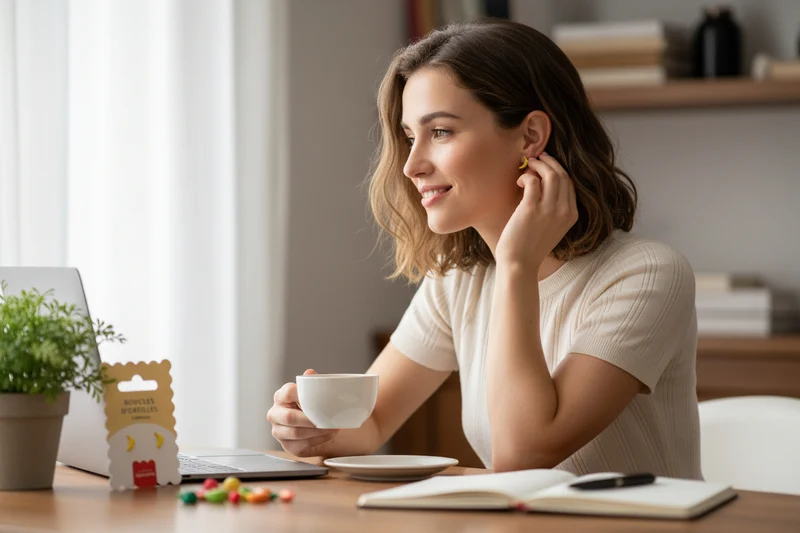 Boucles d’oreilles Banane en porcelaine peinte à la main – Puces acier inoxydable