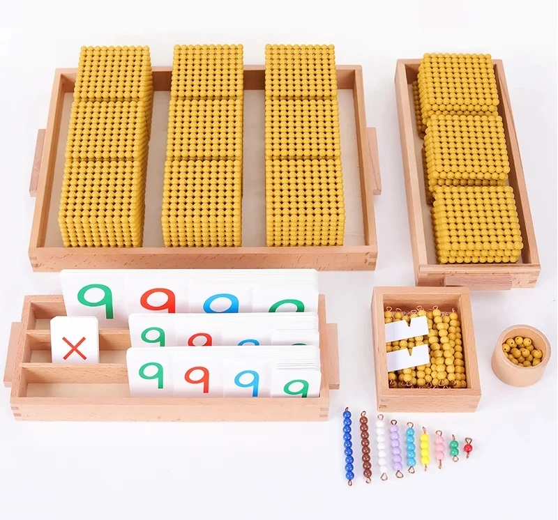 Preschool Montessori Educational Toys Golden Bead Material Bank Game Montessori at Home Mathematical Learning Tool Professional