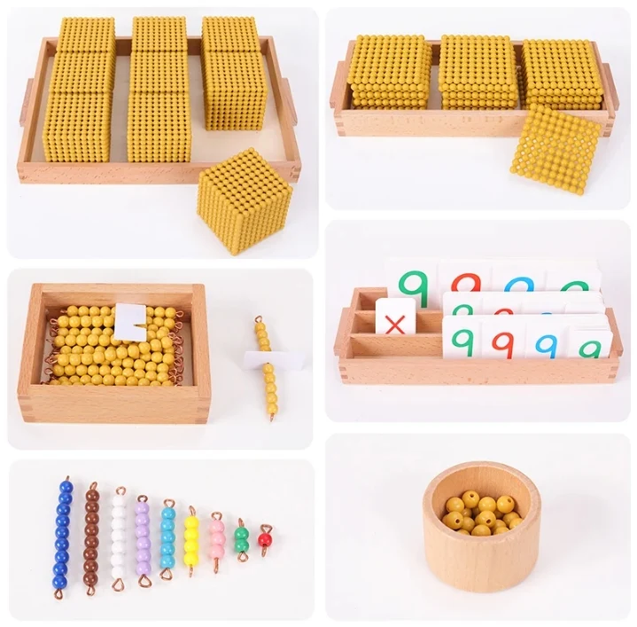 Preschool Montessori Educational Toys Golden Bead Material Bank Game Montessori at Home Mathematical Learning Tool Professional