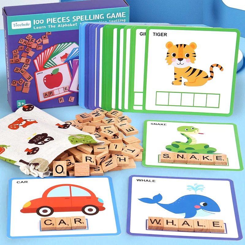100pcs wooden word puzzle game