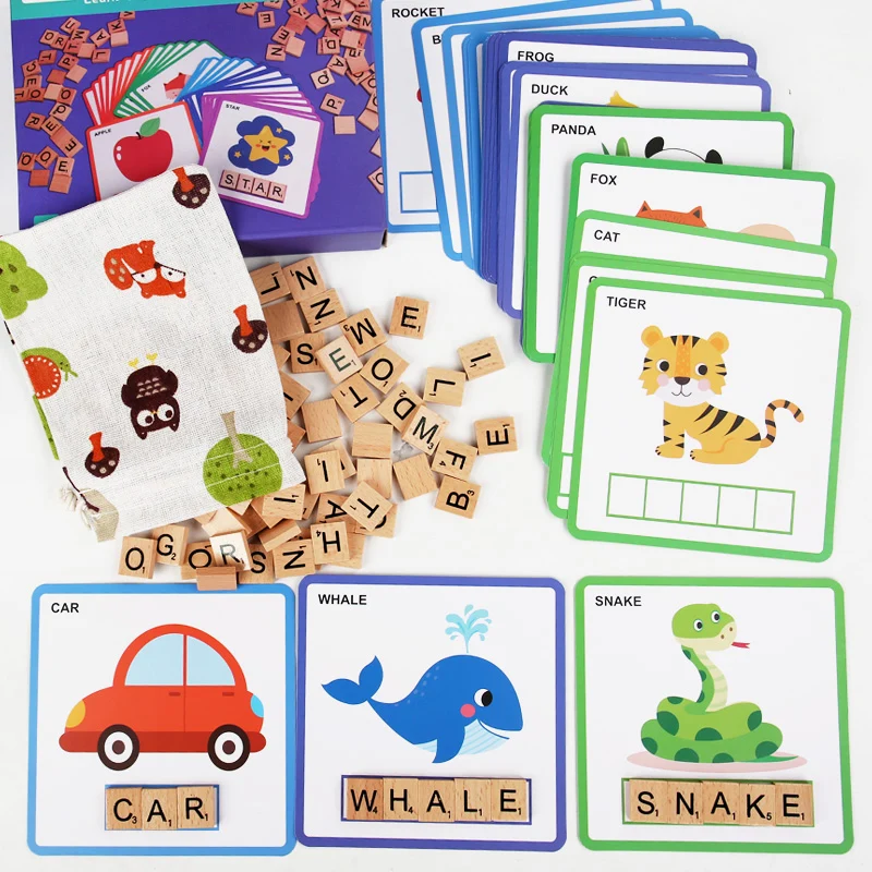 100pcs wooden word puzzle game