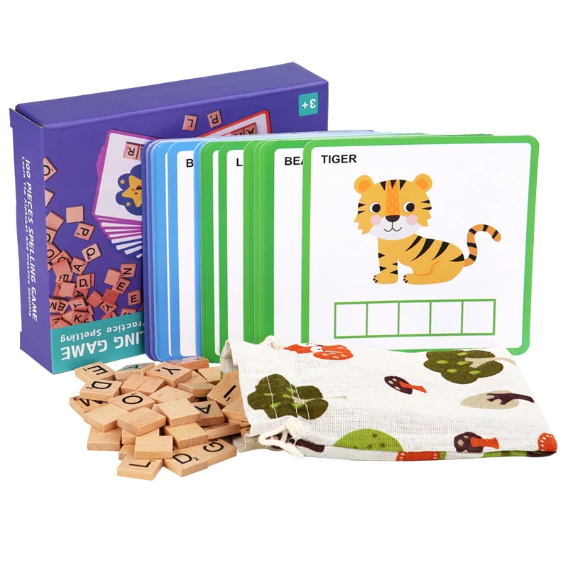 100pcs wooden word puzzle game