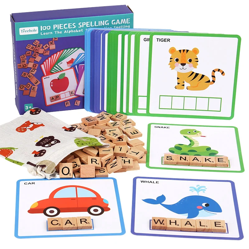 100pcs wooden word puzzle game
