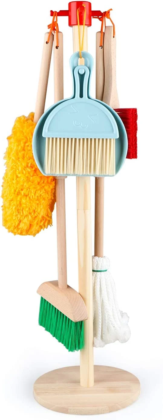 Adena Montessori Practical Life Materials Wooden Clean Set for kids