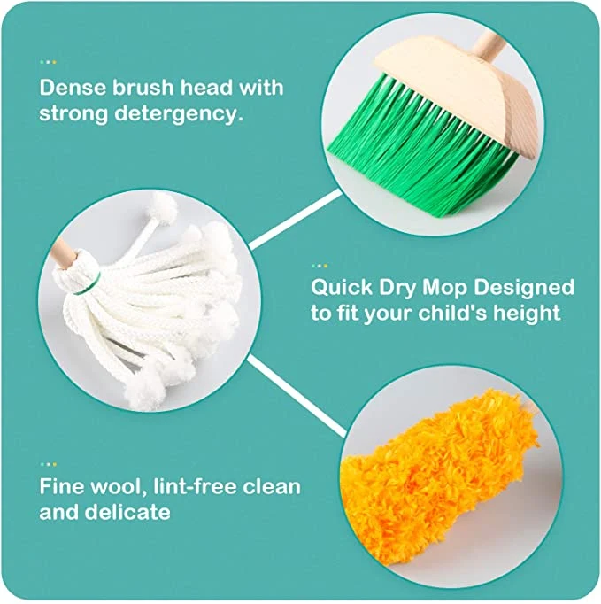 Adena Montessori Practical Life Materials Wooden Clean Set for kids