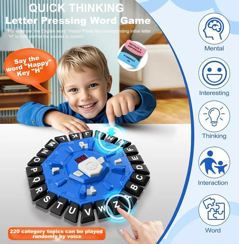 Blue 24-Letter Press Word Game