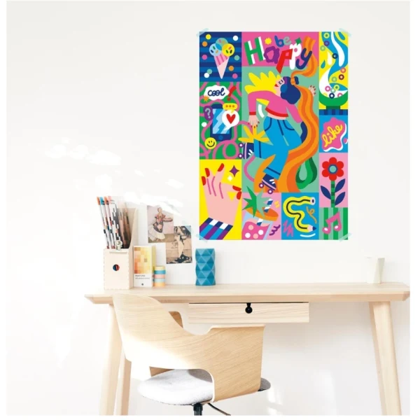 Poster Créatif BE HAPPY ! + 270 Stickers – Activité Ludique dès 8 ans