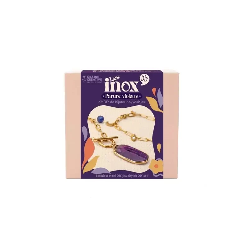 Kit DIY Bijoux Acier Inoxydable – Parure Violette & Bleue | Création Facile