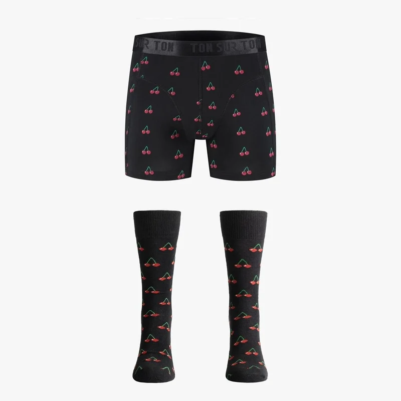 Cherry Picking – Coffret homme chaussettes & boxer assortis – Coton bio GOTS
