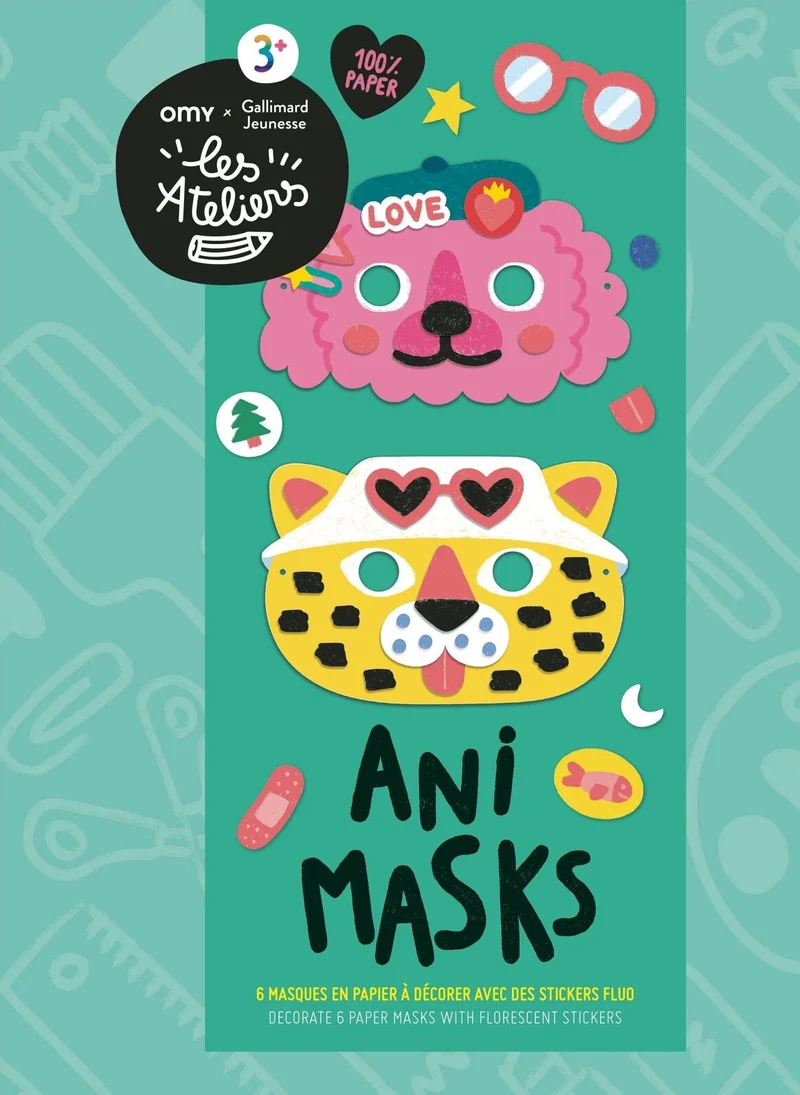 ANI MASKS – Kit créatif 6 masques animaux à décorer – Activité manuelle dès 3 ans