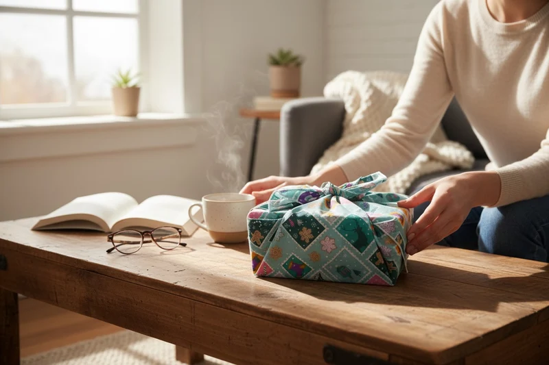 Furoshiki Timbres en coton – Emballage cadeau zéro déchet (4 tailles)