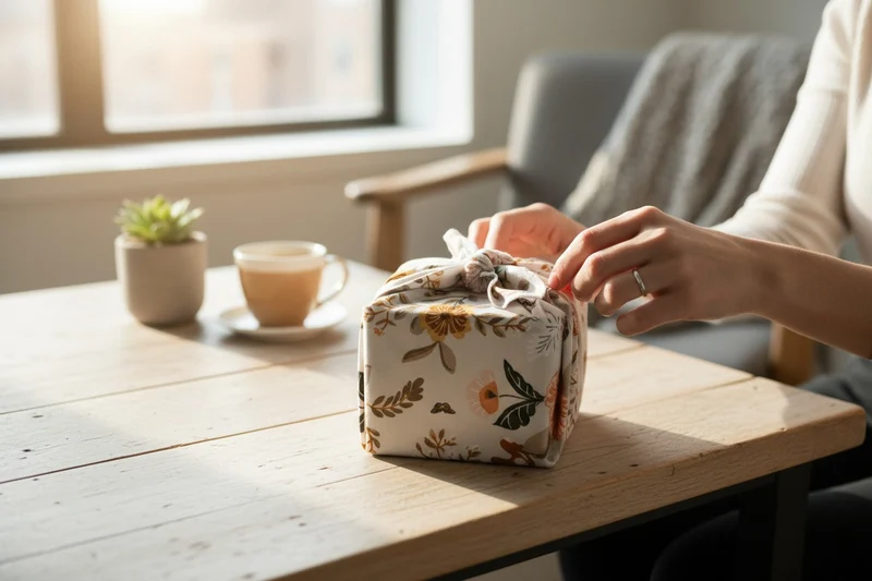 Furoshiki Romantique en coton – Emballage cadeau zéro déchet (4 tailles)