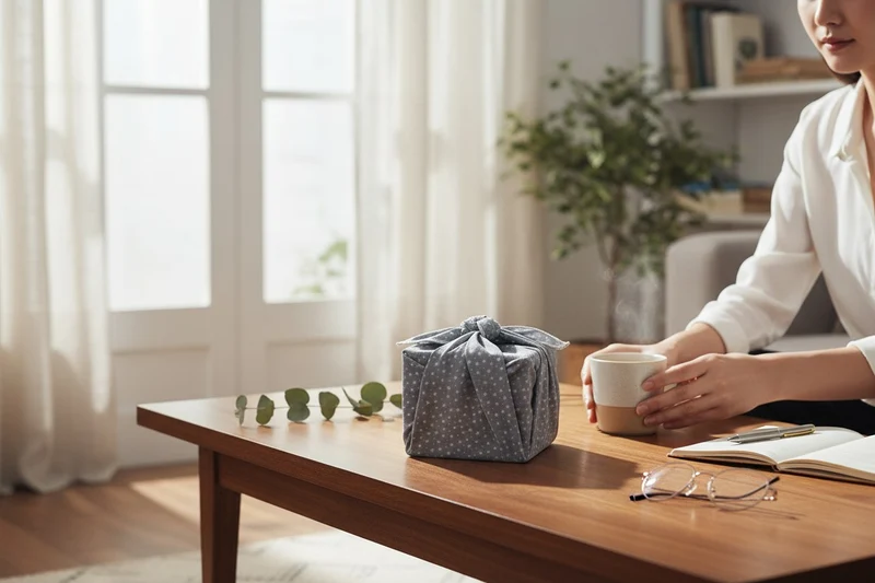 Furoshiki Petites Étoiles en coton – Emballage cadeau zéro déchet (4 tailles)