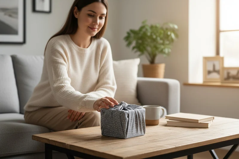 Furoshiki Petites Étoiles en coton – Emballage cadeau zéro déchet (4 tailles)