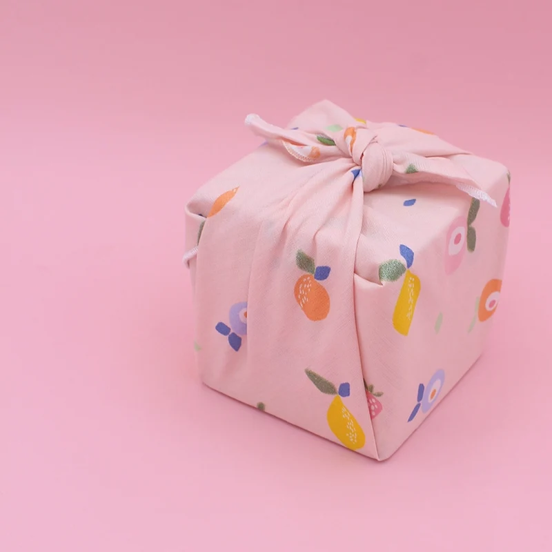 Furoshiki Fruits en coton – Emballage cadeau zéro déchet (4 tailles)