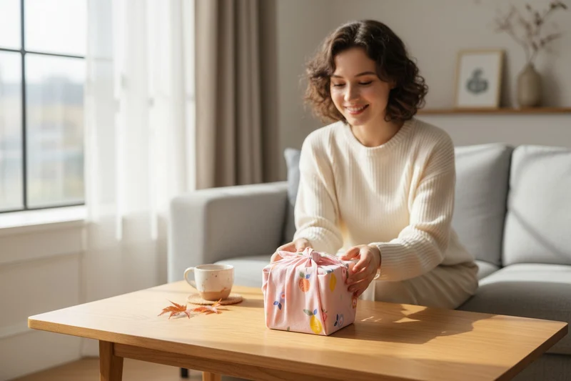 Furoshiki Fruits en coton – Emballage cadeau zéro déchet (4 tailles)