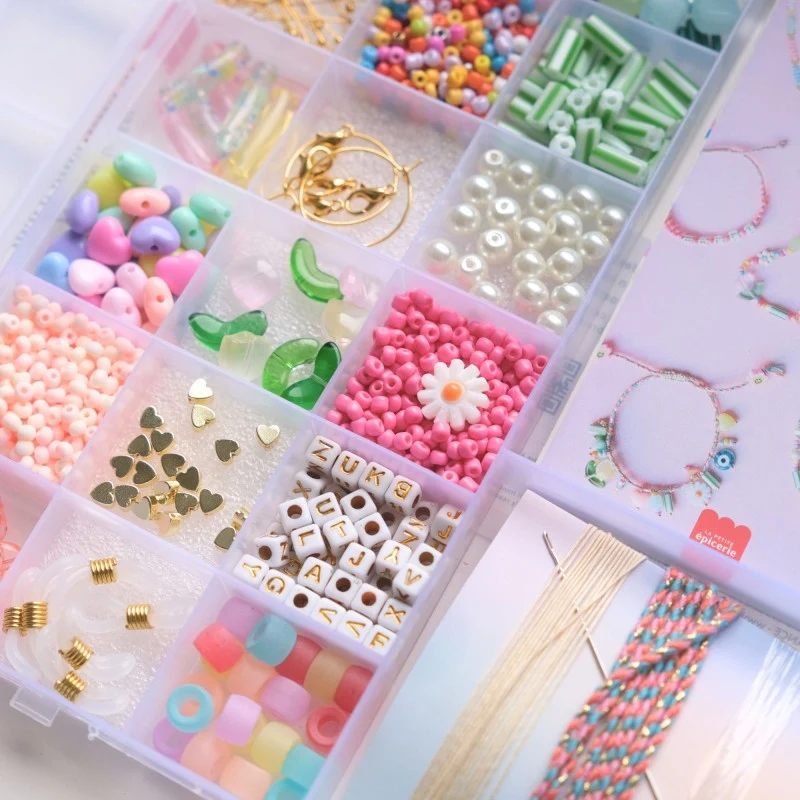 Maxi Boîte de Perles Bubble Tea – Kit Bijoux DIY Colorés 20 compartiments