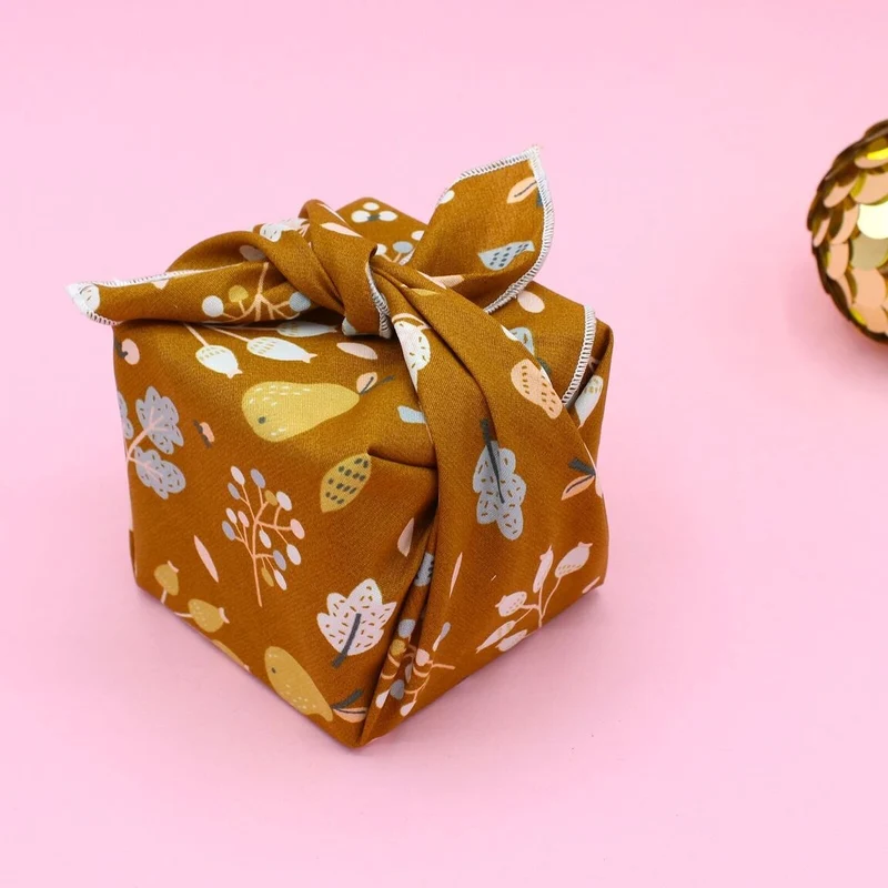 Furoshiki Automne en coton – Emballage cadeau zéro déchet (4 tailles)
