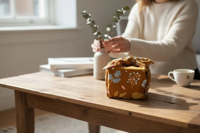 Furoshiki Automne en coton – Emballage cadeau zéro déchet (4 tailles)