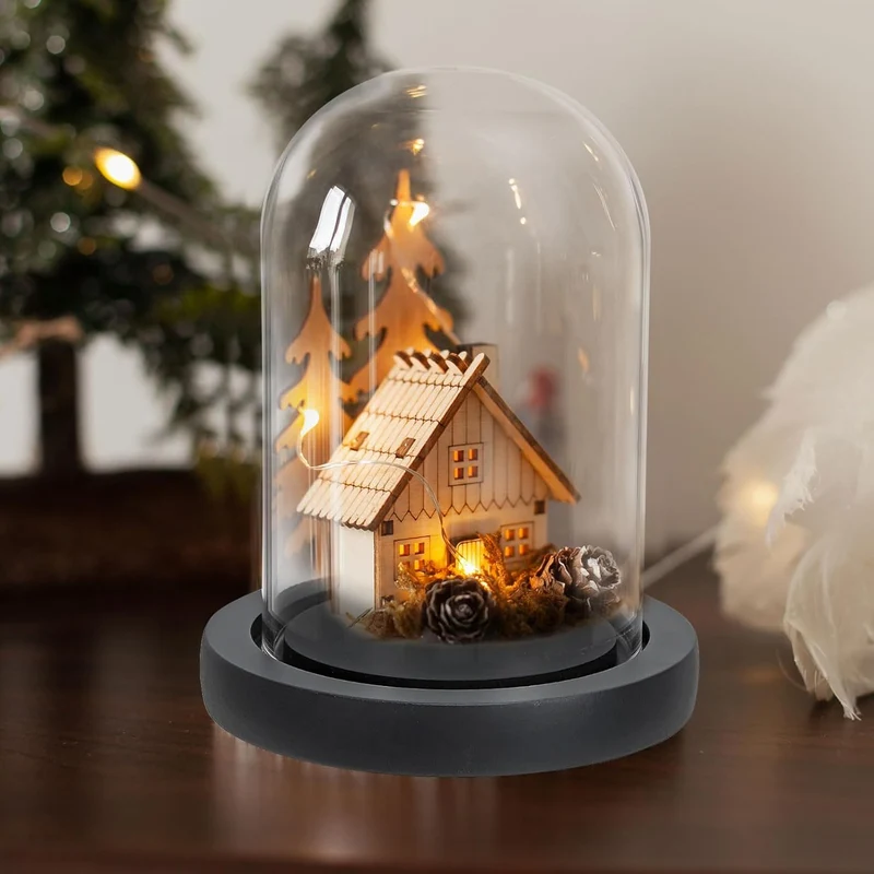 Glass Dome with Black Wooden Base