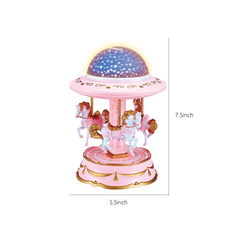 7.5×5.5×5.5in Holiday Toy List Tarmeek Carousel Music Box