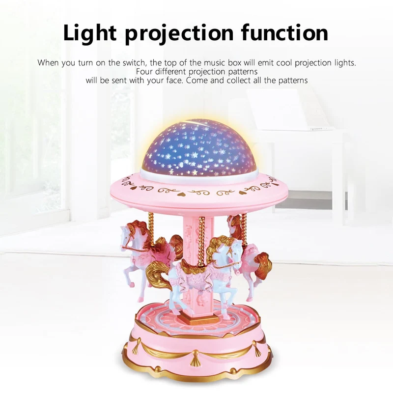 7.5×5.5×5.5in Holiday Toy List Tarmeek Carousel Music Box