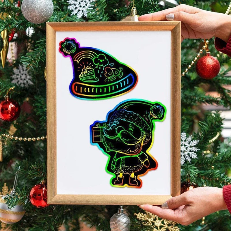 Rainbow Scratch Art Kit Christmas Scratch Off Cards Paper Set