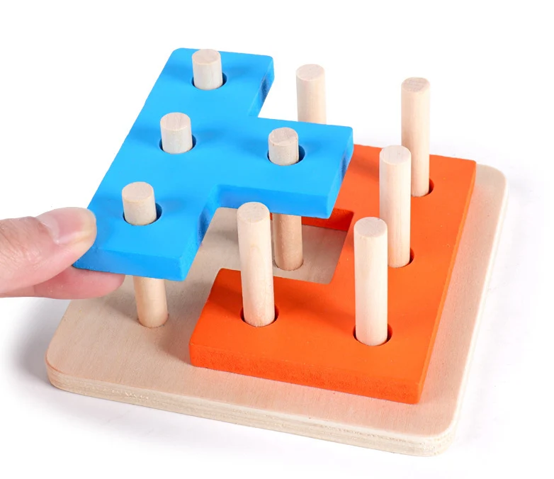 Tetris blocks early education enlightenment set of pillars toy wooden puzzle geometric shape pairing