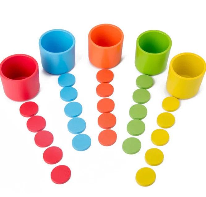 XQ312 Color classification cups, Kindergarten board games, wooden toys, development of children's educational multifunctional toys