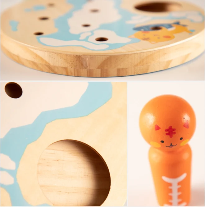 XQ296 Cat fish magnetic toy boys and girls fish fishing play house wooden toy factory direct sales